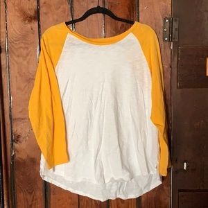 Yellow and White Baseball Tee